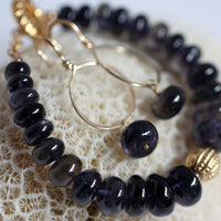Iolite (Water Sapphire) Hoop Earrings