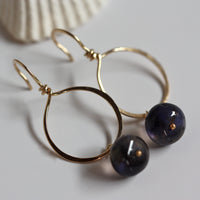 Iolite (Water Sapphire) Hoop Earrings