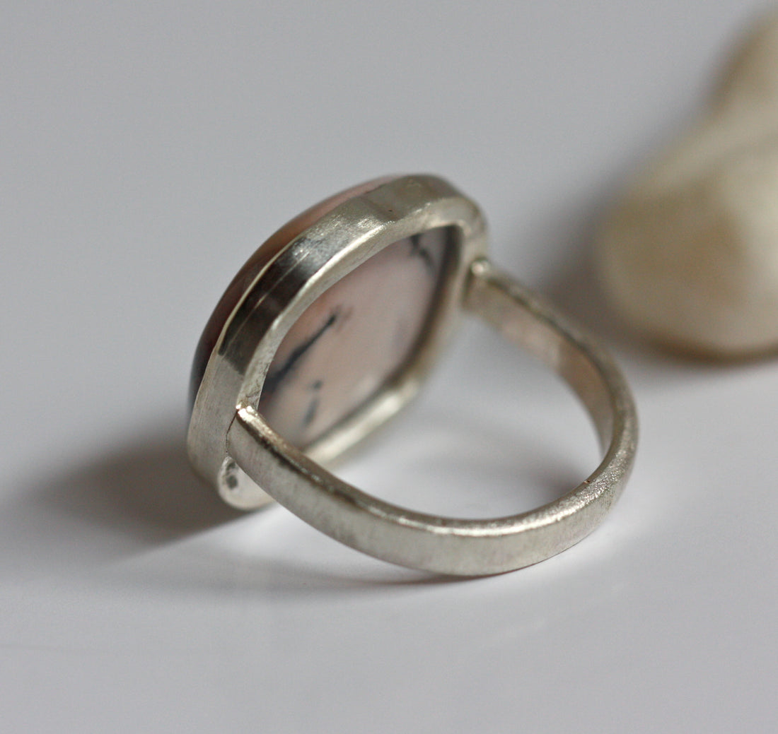 Dendritic Opal Ring, October Birthstone Ring