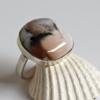 Dendritic Opal Ring, October Birthstone Ring