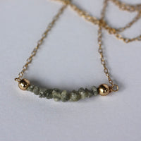 Rough Grey Diamond Bar Necklace, 14k Gold Filled