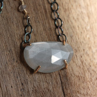 Moonstone and Labradorite Necklace, Oxidized Sterling Silver Chain