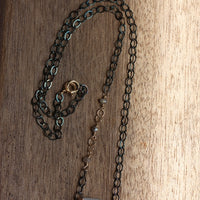 Moonstone and Labradorite Necklace, Oxidized Sterling Silver Chain