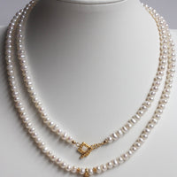 Long Freshwater Pearl Necklace with A Gold Vermeil Buddha Pendant
