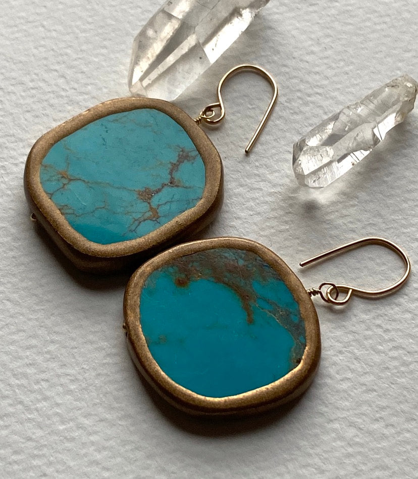 Large Natural Turquoise Earrings