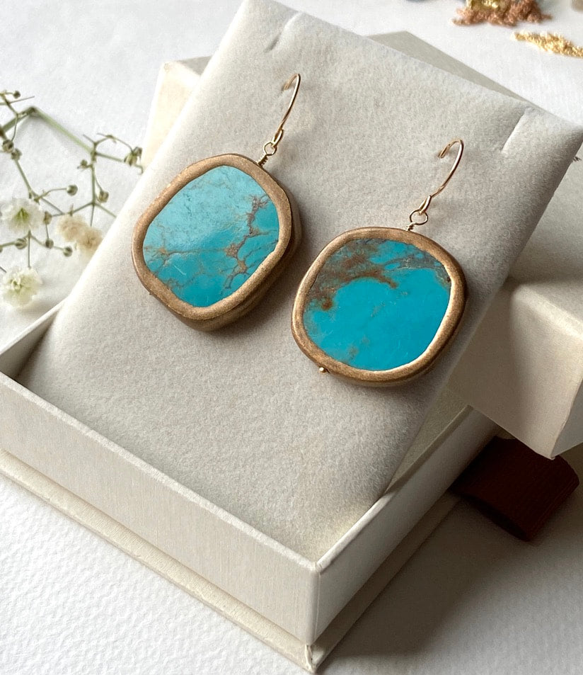 Large Natural Turquoise Earrings