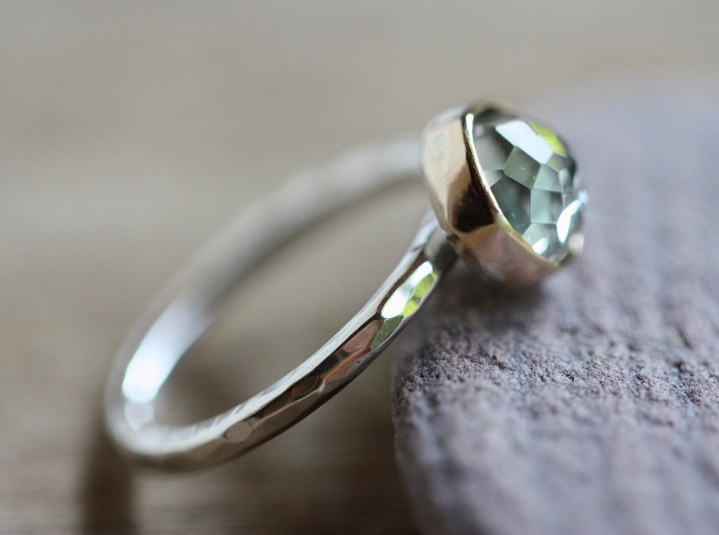 Green Amethyst (Prasiolite) Ring, February Birthstone Ring
