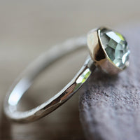 Green Amethyst (Prasiolite) Ring, February Birthstone Ring