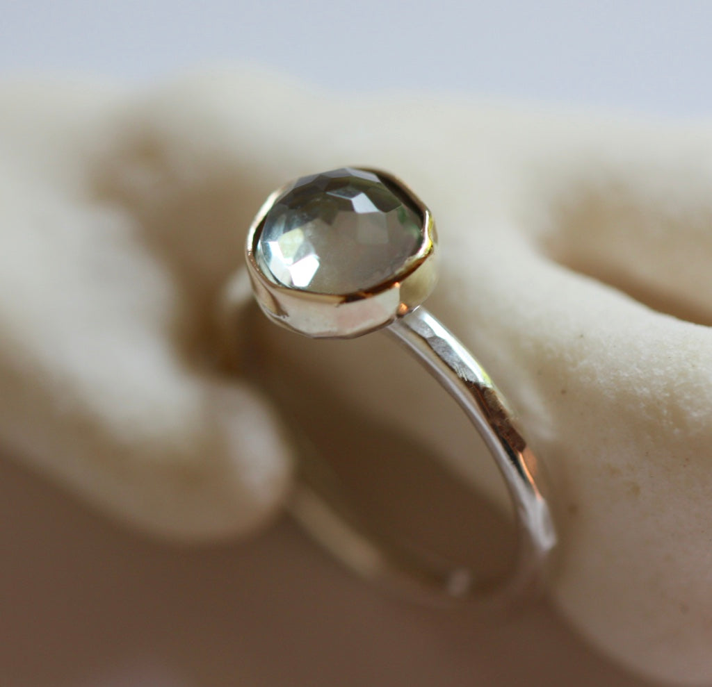 Green Amethyst (Prasiolite) Ring, February Birthstone Ring