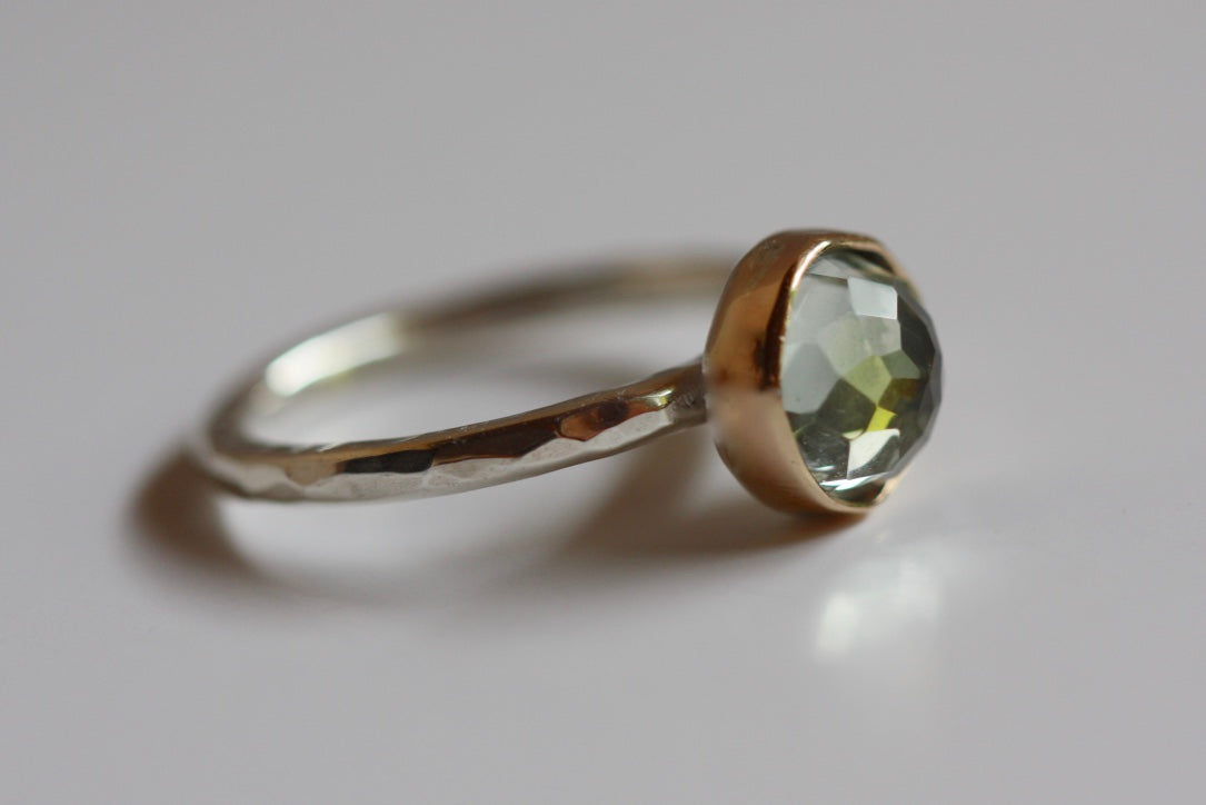Green Amethyst (Prasiolite) Ring, February Birthstone Ring