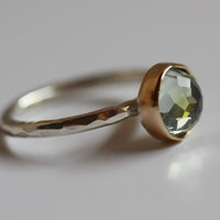 Green Amethyst (Prasiolite) Ring, February Birthstone Ring