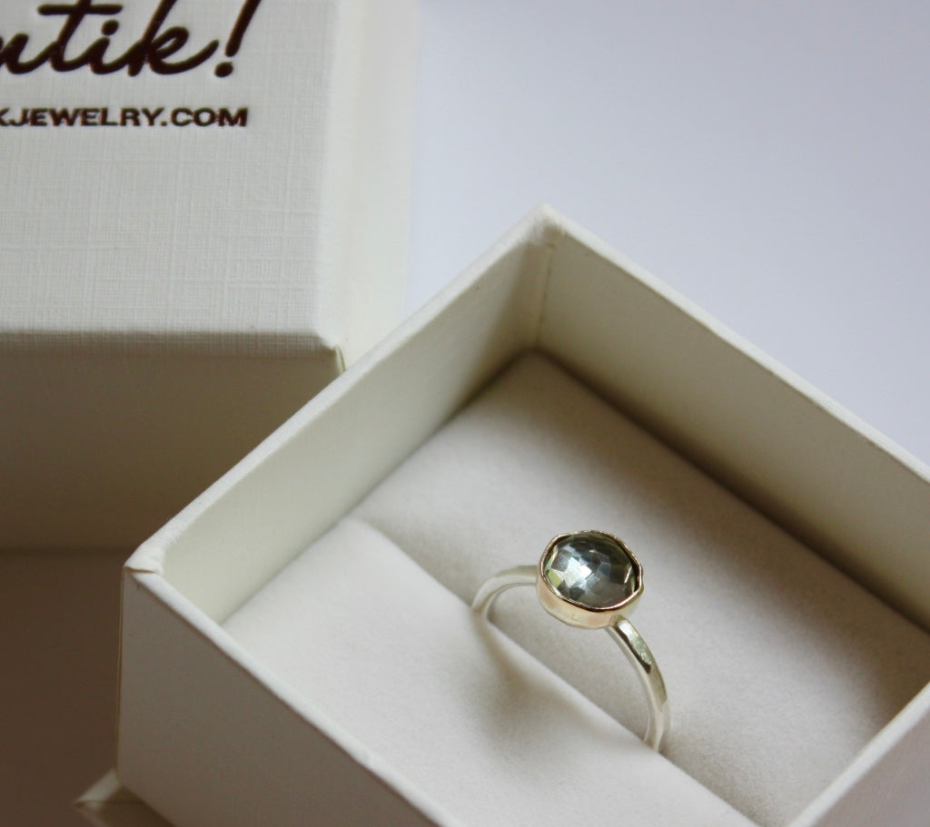 Green Amethyst (Prasiolite) Ring, February Birthstone Ring