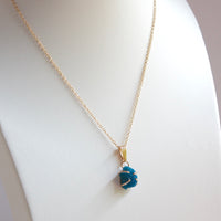 14k Gold Filled Chain Necklace with a Natural Blue Cavansite Crystal Pendant