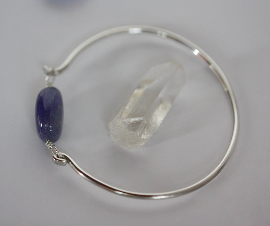 Sterling Silver Bangle Bracelet With Tanzanite
