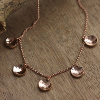 14k Rose Gold Filled Chain Necklace with Hammered Round Disc Charms