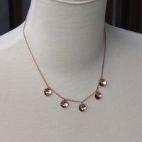 14k Rose Gold Filled Chain Necklace with Hammered Round Disc Charms