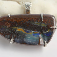 Australian Boulder Opal Pendant Necklace, October Birthstone Necklace