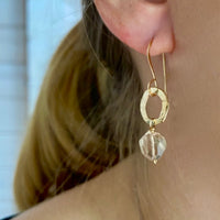 Brazilian Imperial Topaz and Hammered Hoop Earrings