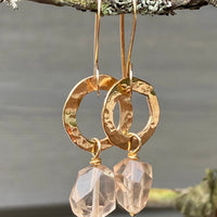 Brazilian Imperial Topaz and Hammered Hoop Earrings