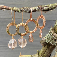 Brazilian Imperial Topaz and Hammered Hoop Earrings