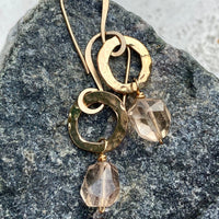 Brazilian Imperial Topaz and Hammered Hoop Earrings