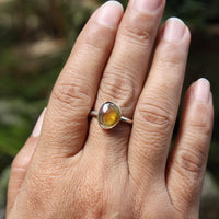 Watermelon Tourmaline Twig Ring, October Birthstone Ring