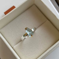 Raw Brazilian Aquamarine Ring, March Birthstone Ring