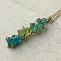 Raw Peridot and Apatite Pendant Necklace, August Birthstone Necklace