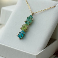 Raw Peridot and Apatite Pendant Necklace, August Birthstone Necklace