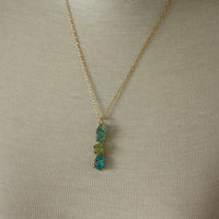 Raw Peridot and Apatite Pendant Necklace, August Birthstone Necklace