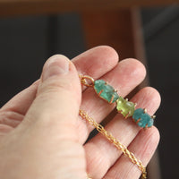 Raw Peridot and Apatite Pendant Necklace, August Birthstone Necklace