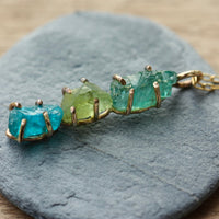 Raw Peridot and Apatite Pendant Necklace, August Birthstone Necklace