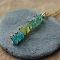 Raw Peridot and Apatite Pendant Necklace, August Birthstone Necklace