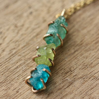 Raw Peridot and Apatite Pendant Necklace, August Birthstone Necklace