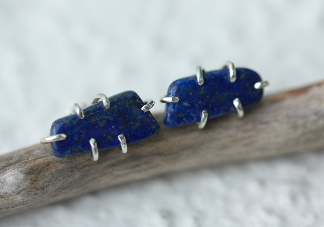 Natural Lapis Lazuli Stud Earrings,December Birthstone Earrings