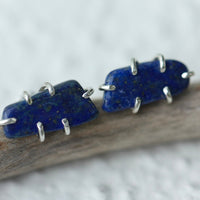 Natural Lapis Lazuli Stud Earrings,December Birthstone Earrings