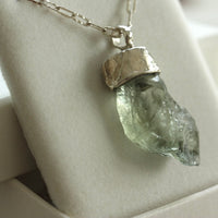 Raw Natural Green Amethyst / Prasiolite Pendant Necklace