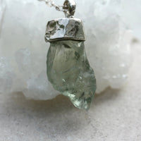 Raw Natural Green Amethyst / Prasiolite Pendant Necklace