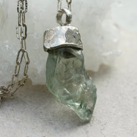 Raw Natural Green Amethyst / Prasiolite Pendant Necklace