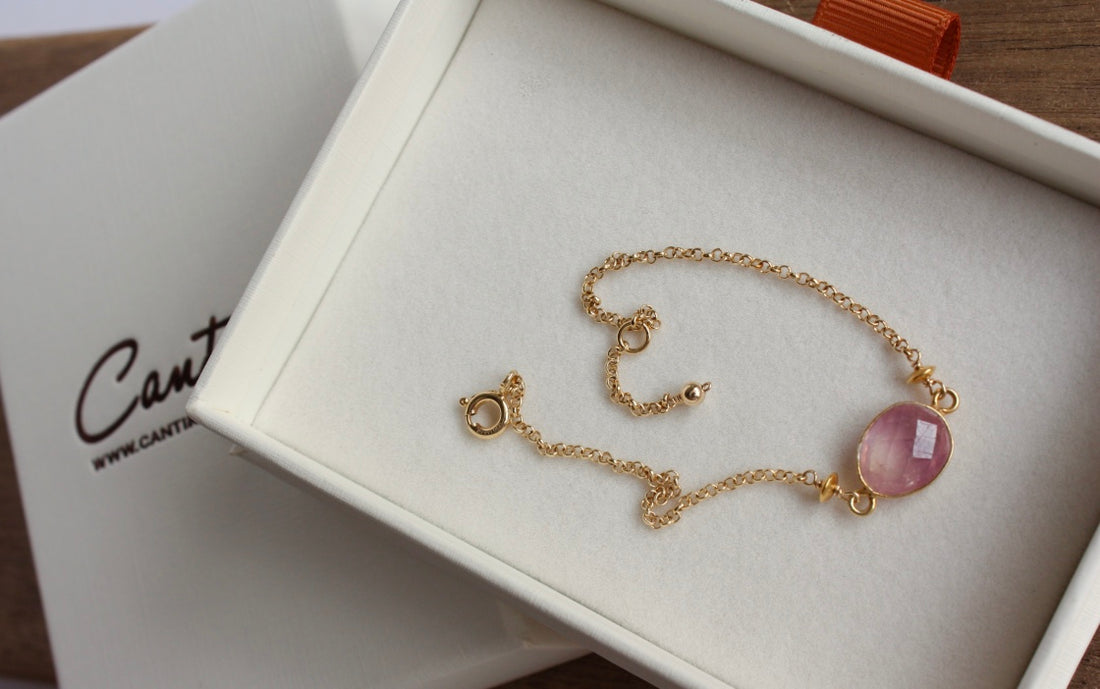 Rose Cut Pink Sapphire Bracelet, 14k Gold Filled / Gold Vermeil