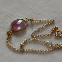 Rose Cut Pink Sapphire Bracelet, 14k Gold Filled / Gold Vermeil