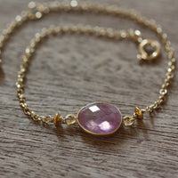 Rose Cut Pink Sapphire Bracelet, 14k Gold Filled / Gold Vermeil