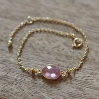 Rose Cut Pink Sapphire Bracelet, 14k Gold Filled / Gold Vermeil