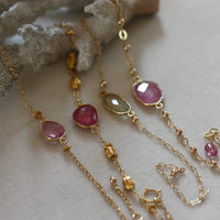 Rose Cut Pink Sapphire Bracelet, 14k Gold Filled / Gold Vermeil