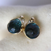 London Blue Topaz Stud Earrings, 14k Gold and Sterling Silver