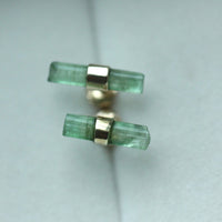 Raw Green Tourmaline Stud Earrings, October Birthstone Earrings