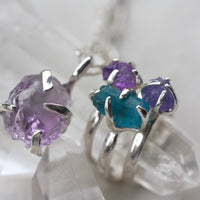 Raw, Uncut Blue Apatite Gemstone Ring, 92.5 Sterling Silver