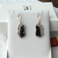 Raw Bi Color Watermelon Tourmaline Earrings, October Birthstone Earrings