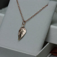Natural Wild Raspberry Leaf Rose Gold Pendant Necklace
