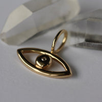 Evil Eye Pendant with Rose Cut Diamond, 14k Gold